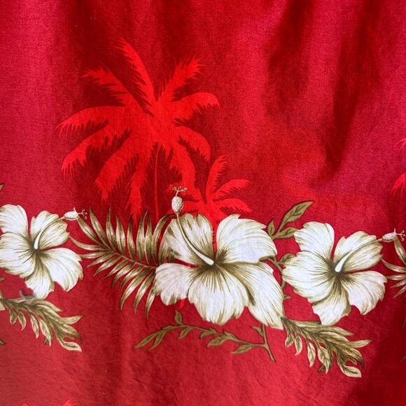 Men's Fashionable Hawaiian Style Shirt Ali fashions red Hibiscus SZ XXL - Picture 6 of 7
